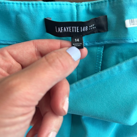 Lafayette 148 New York Blue Straight Leg Pants Size 14 - Picture 2 of 4